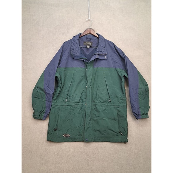 Eddie Bauer EBTEK Goretex Men’s XL Jacket Blue Green 7 Pockets Zipper Vtg - Picture 1 of 13